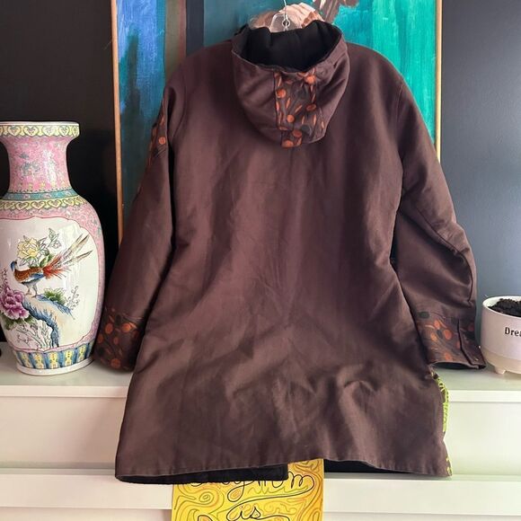 Nepalese Boho Hippy Festival Patchwork Hooded Fleece Lined Jacket 42" L - Picture 13 of 16